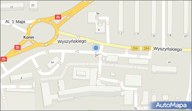 Konin, Wyszyńskiego Stefana, ks. kard., 1A, mapa Konina