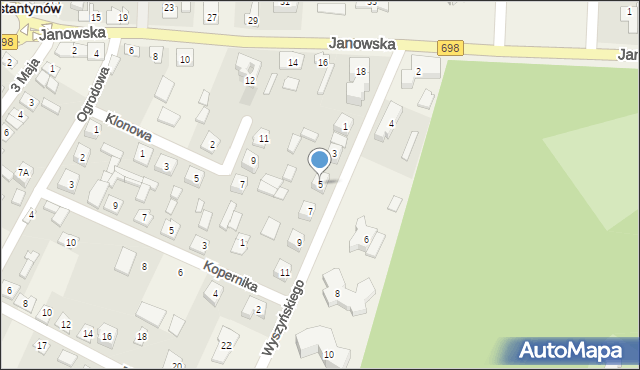 Konstantynów, Wyszyńskiego Stefana, ks. kard., 5, mapa Konstantynów