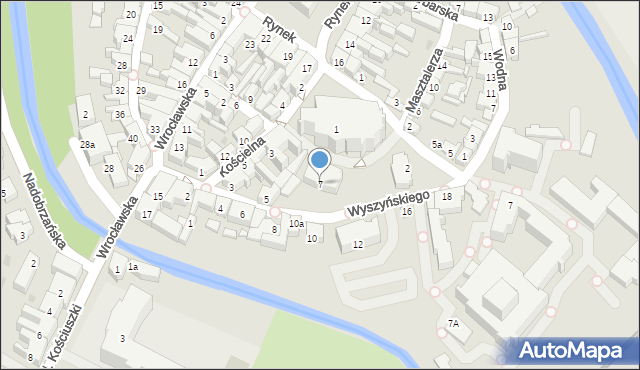 Kościan, Wyszyńskiego Stefana, ks. prym. kard., 7, mapa Kościan