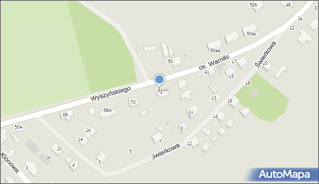 Kostrzyn nad Odrą, Wyszyńskiego Stefana, ks. kard., 72, mapa Kostrzyn nad Odrą