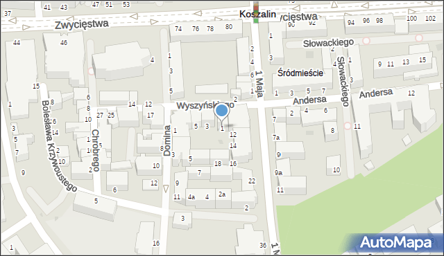 Koszalin, Wyszyńskiego Stefana, ks. kard., 1, mapa Koszalina