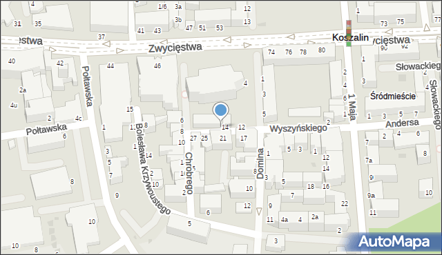 Koszalin, Wyszyńskiego Stefana, ks. kard., 16, mapa Koszalina