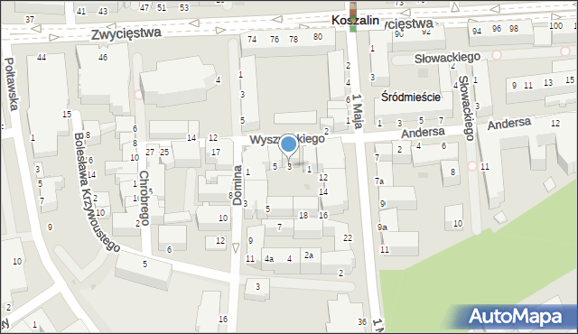 Koszalin, Wyszyńskiego Stefana, ks. kard., 3, mapa Koszalina