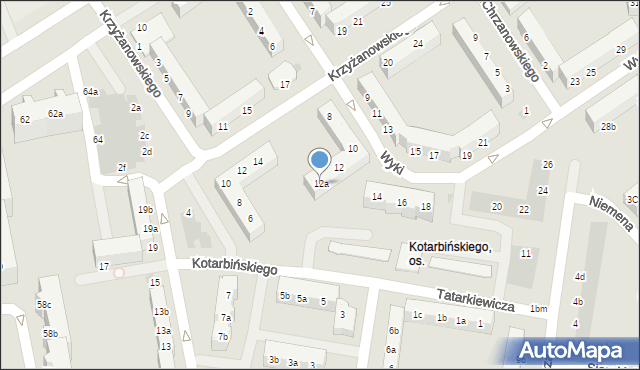 Koszalin, Wyki Kazimierza, 12a, mapa Koszalina