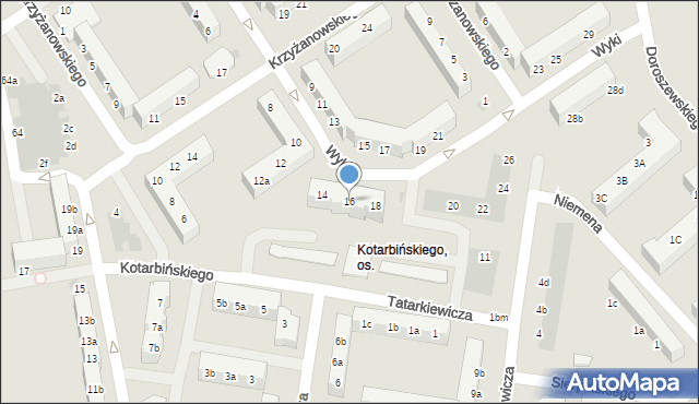 Koszalin, Wyki Kazimierza, 16, mapa Koszalina