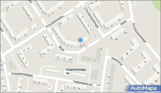 Koszalin, Wyki Kazimierza, 19, mapa Koszalina