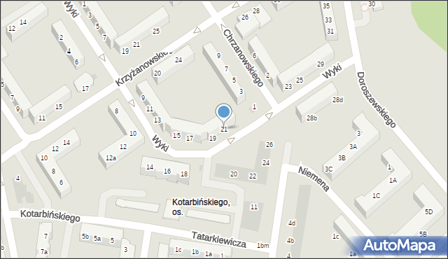 Koszalin, Wyki Kazimierza, 21, mapa Koszalina