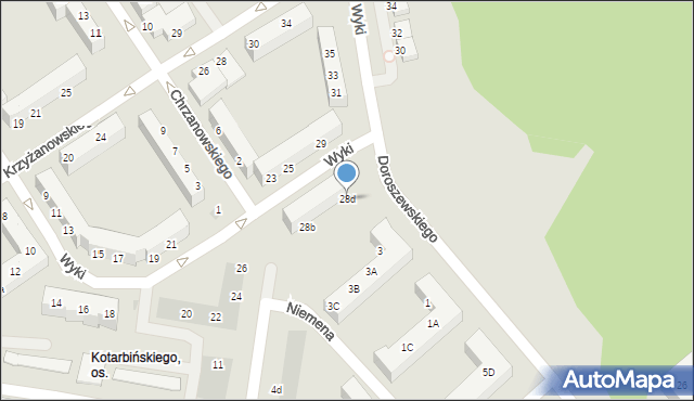 Koszalin, Wyki Kazimierza, 28d, mapa Koszalina