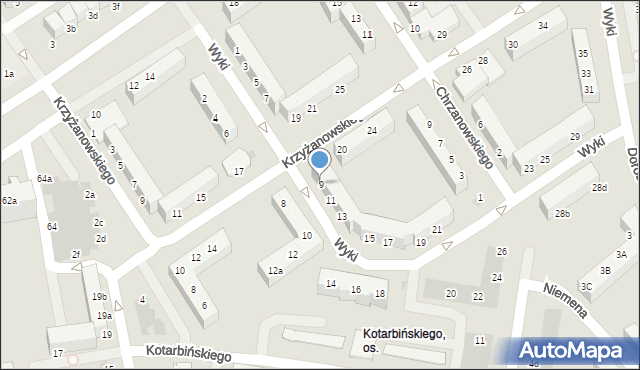 Koszalin, Wyki Kazimierza, 9, mapa Koszalina