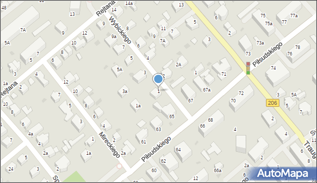 Koszalin, Wybickiego Józefa, gen., 1, mapa Koszalina