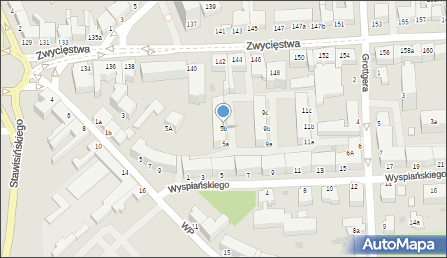 Koszalin, Wyspiańskiego Stanisława, 5b, mapa Koszalina