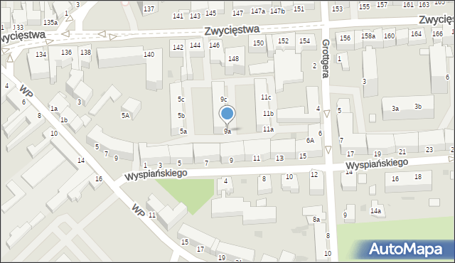 Koszalin, Wyspiańskiego Stanisława, 9a, mapa Koszalina