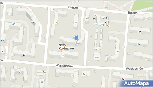 Kraków, Wysłouchów Marii i Bolesława, 17, mapa Krakowa