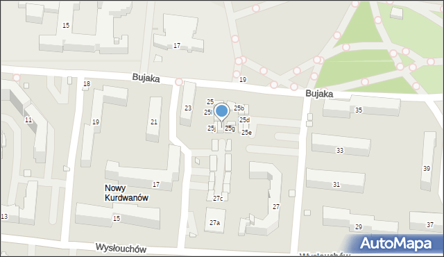 Kraków, Wysłouchów Marii i Bolesława, 25h, mapa Krakowa