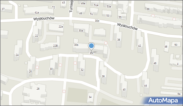 Kraków, Wysłouchów Marii i Bolesława, 30c, mapa Krakowa
