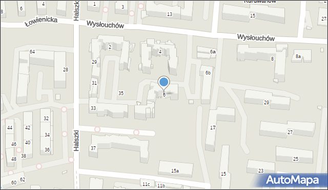Kraków, Wysłouchów Marii i Bolesława, 6, mapa Krakowa