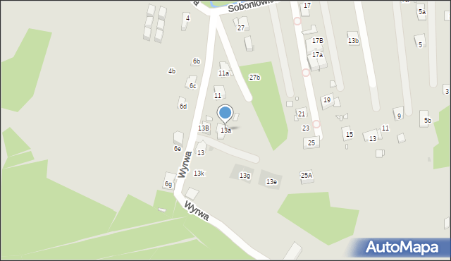 Kraków, Wyrwa, 13a, mapa Krakowa