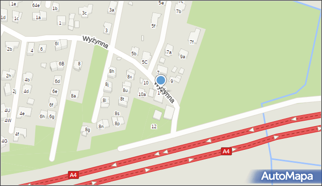 Kraków, Wyżynna, 10C, mapa Krakowa