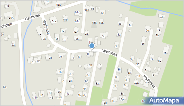 Kraków, Wyżynna, 6J, mapa Krakowa