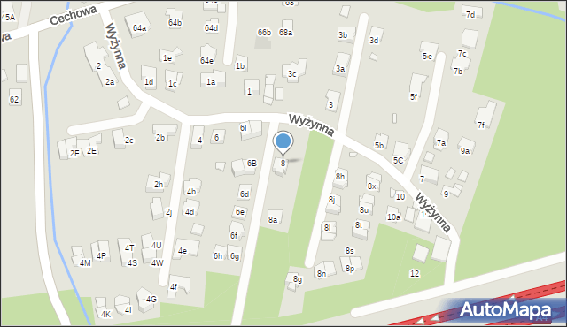 Kraków, Wyżynna, 8, mapa Krakowa