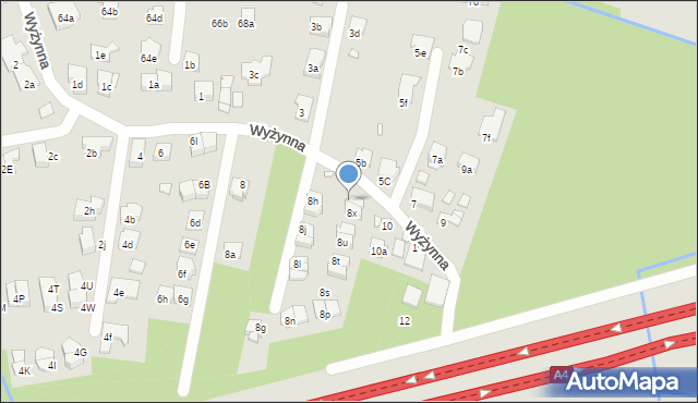 Kraków, Wyżynna, 8z, mapa Krakowa