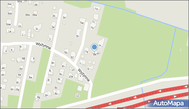 Kraków, Wyżynna, 9a, mapa Krakowa