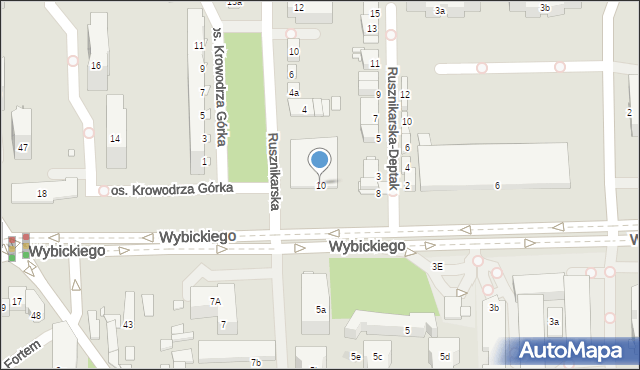 Kraków, Wybickiego Józefa, gen., 10, mapa Krakowa