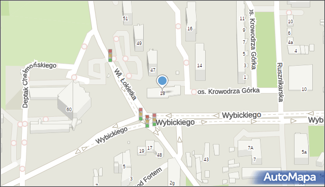 Kraków, Wybickiego Józefa, gen., 18, mapa Krakowa