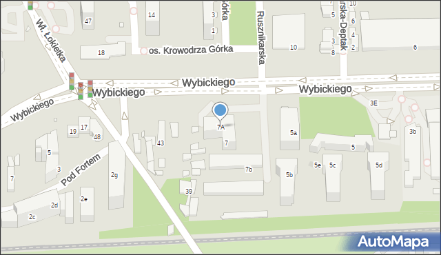 Kraków, Wybickiego Józefa, gen., 7A, mapa Krakowa