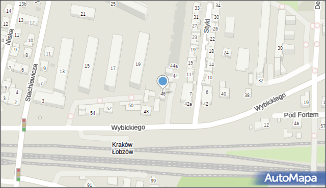 Kraków, Wybickiego Józefa, gen., 46, mapa Krakowa