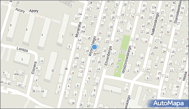 Kraków, Wysockiego Piotra, 15, mapa Krakowa