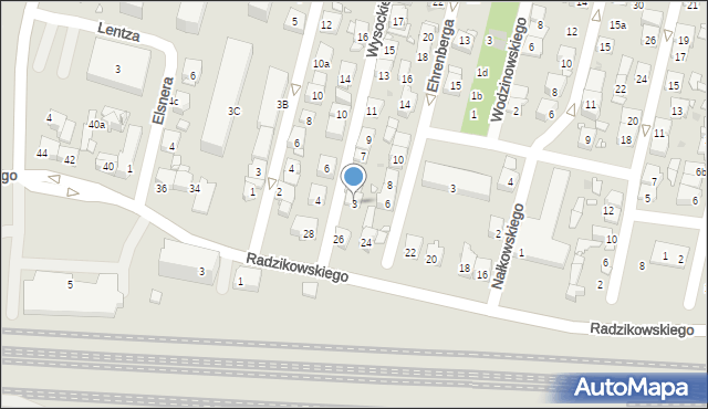 Kraków, Wysockiego Piotra, 3, mapa Krakowa