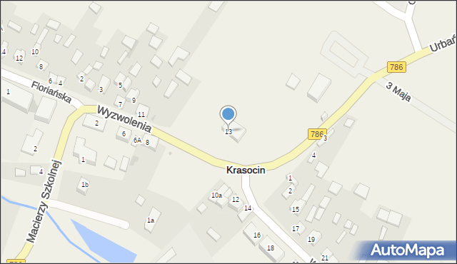 Krasocin, Wyzwolenia, 13, mapa Krasocin