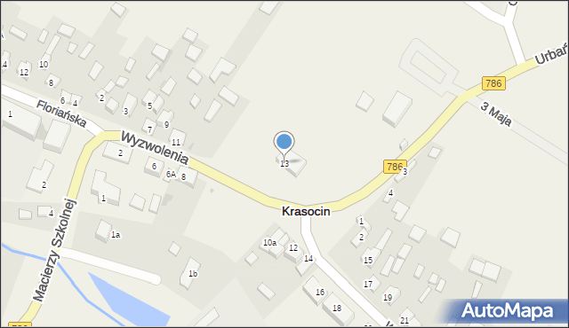 Krasocin, Wyzwolenia, 13, mapa Krasocin