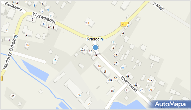 Krasocin, Wyzwolenia, 14, mapa Krasocin