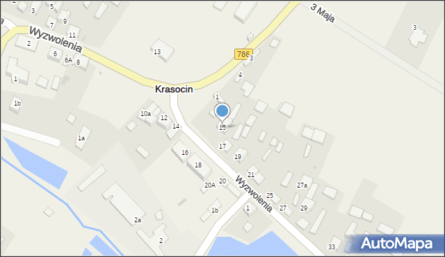 Krasocin, Wyzwolenia, 15, mapa Krasocin