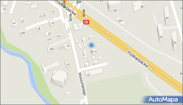Krosno, Wyszyńskiego Stefana, ks. kard., 15, mapa Krosna
