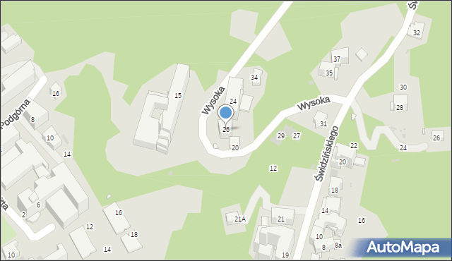 Krynica-Zdrój, Wysoka, 26, mapa Krynica-Zdrój