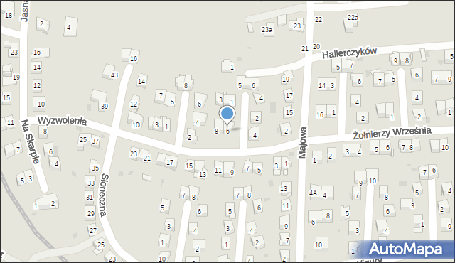 Krzeszowice, Wyzwolenia, 6, mapa Krzeszowice