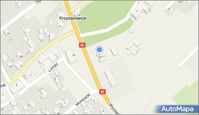 Krzyżanowice, Wyzwolenia, 1A, mapa Krzyżanowice