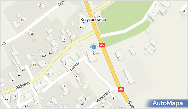 Krzyżanowice, Wyzwolenia, 2a, mapa Krzyżanowice