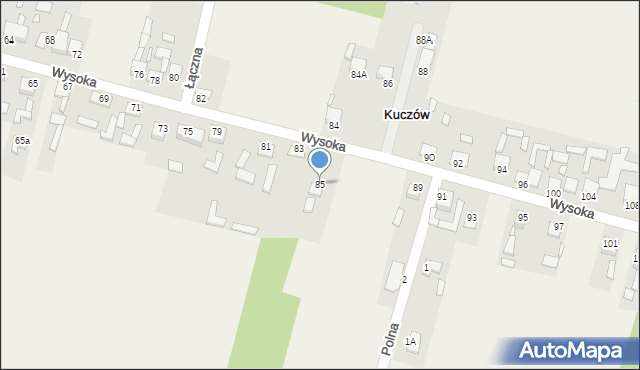 Kuczów, Wysoka, 85, mapa Kuczów