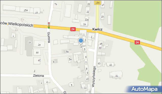 Kwilcz, Wyszyńskiego Stefana, ks. kard., 4, mapa Kwilcz