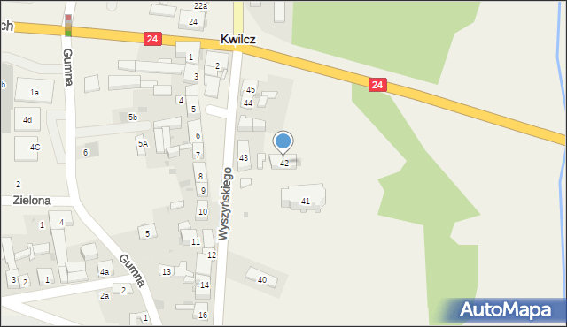 Kwilcz, Wyszyńskiego Stefana, ks. kard., 42, mapa Kwilcz