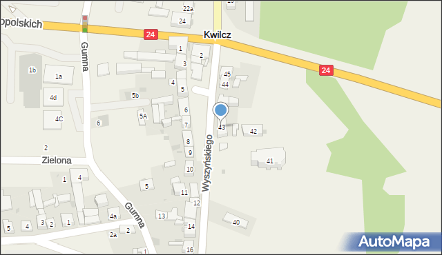 Kwilcz, Wyszyńskiego Stefana, ks. kard., 43, mapa Kwilcz