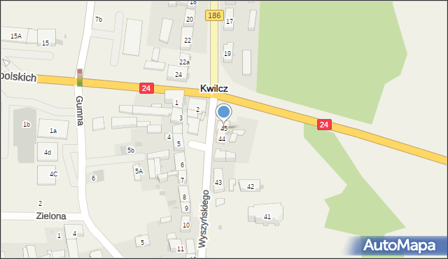 Kwilcz, Wyszyńskiego Stefana, ks. kard., 45, mapa Kwilcz
