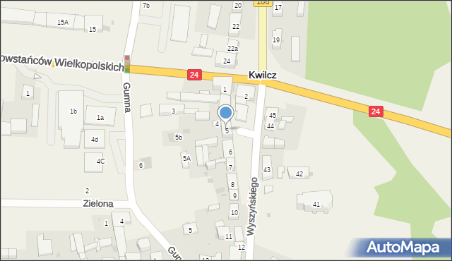 Kwilcz, Wyszyńskiego Stefana, ks. kard., 5, mapa Kwilcz