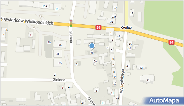 Kwilcz, Wyszyńskiego Stefana, ks. kard., 5b, mapa Kwilcz