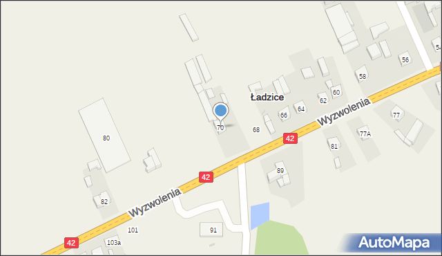 Ładzice, Wyzwolenia, 70, mapa Ładzice