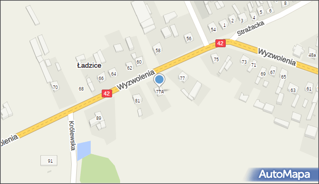 Ładzice, Wyzwolenia, 77A, mapa Ładzice